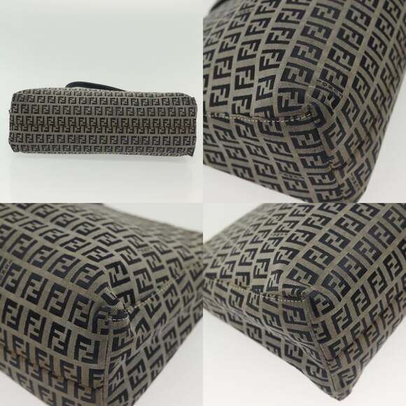 FENDI Zucchino Canvas Mamma Baguette Shoulder Bag Navy Silver - Picture 10 of 14